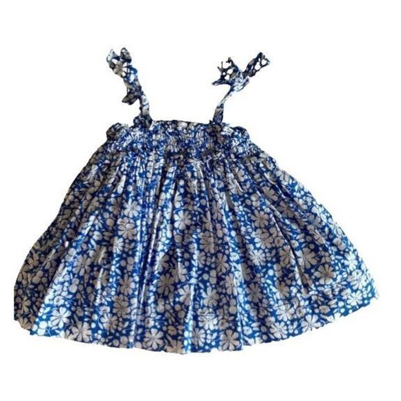 Baby Gap Sundress Royal Blue White Floral Summer Dress Size 0-3 M - Picture 1 of 8